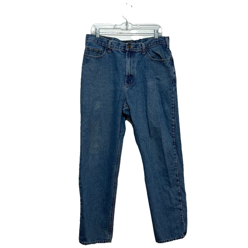 Real Ranch Blue Denim‎ Medium Wash Regular Fit Workwear Jeans Men's Size 34 X 30